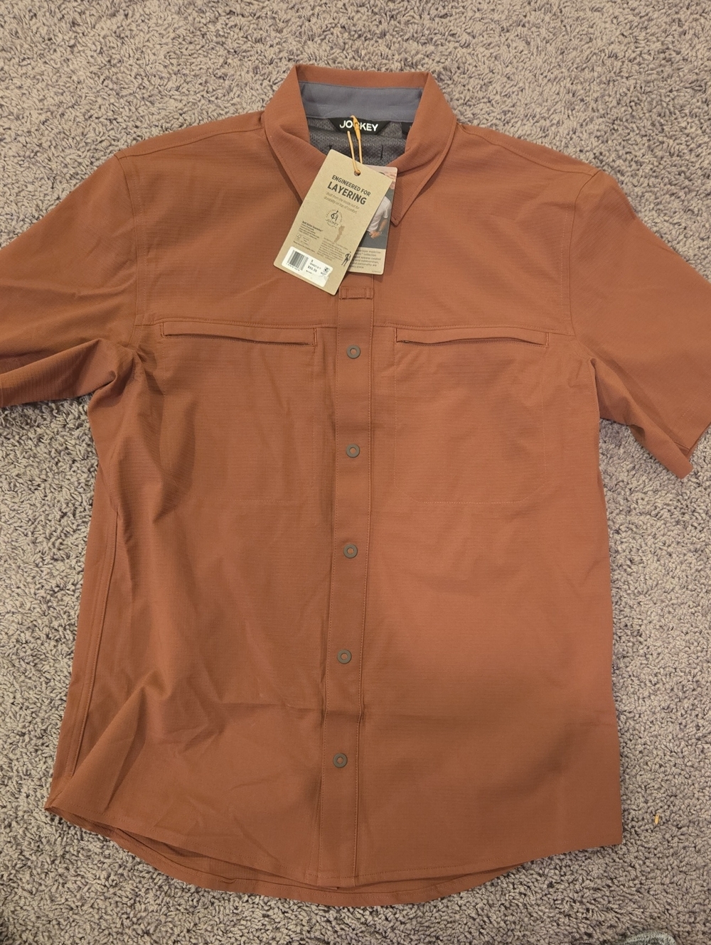 Jockey Men's Rust Brown Button-Down Shirt
